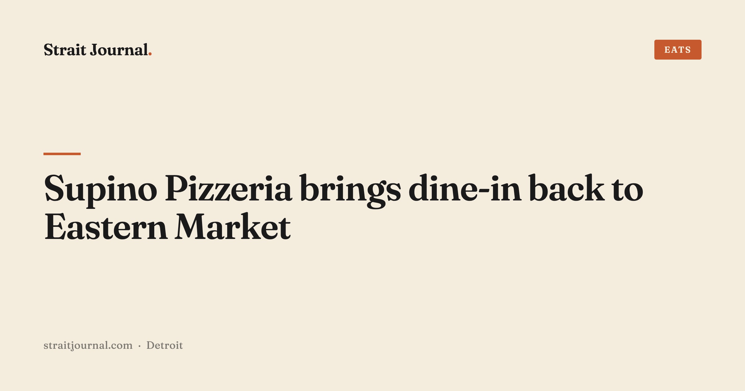 Supino Pizzeria brings dine-in back to Eastern Market