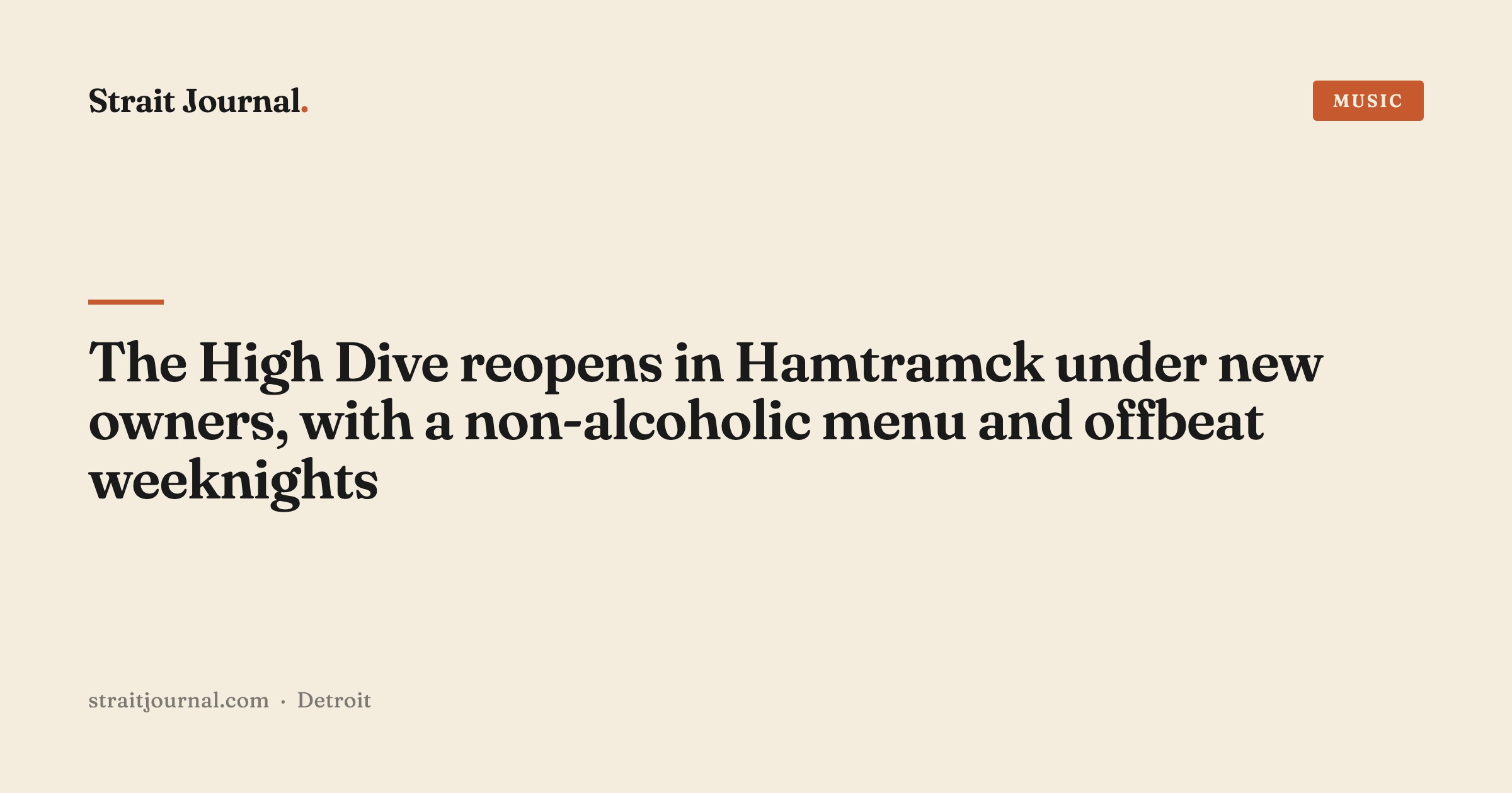 The High Dive reopens in Hamtramck under new owners, with a non-alcoholic menu and offbeat weeknights