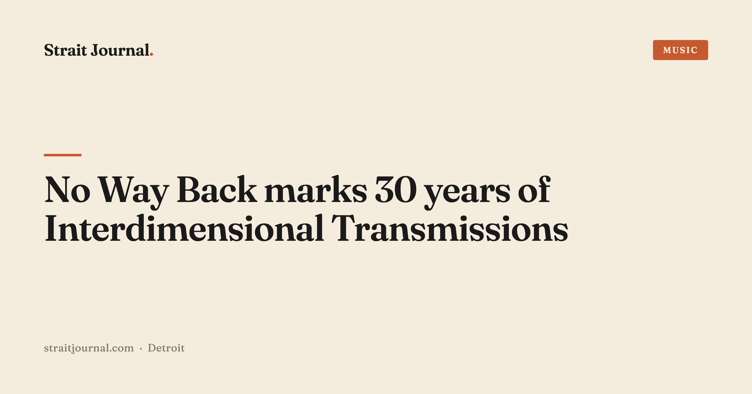 No Way Back marks 30 years of Interdimensional Transmissions