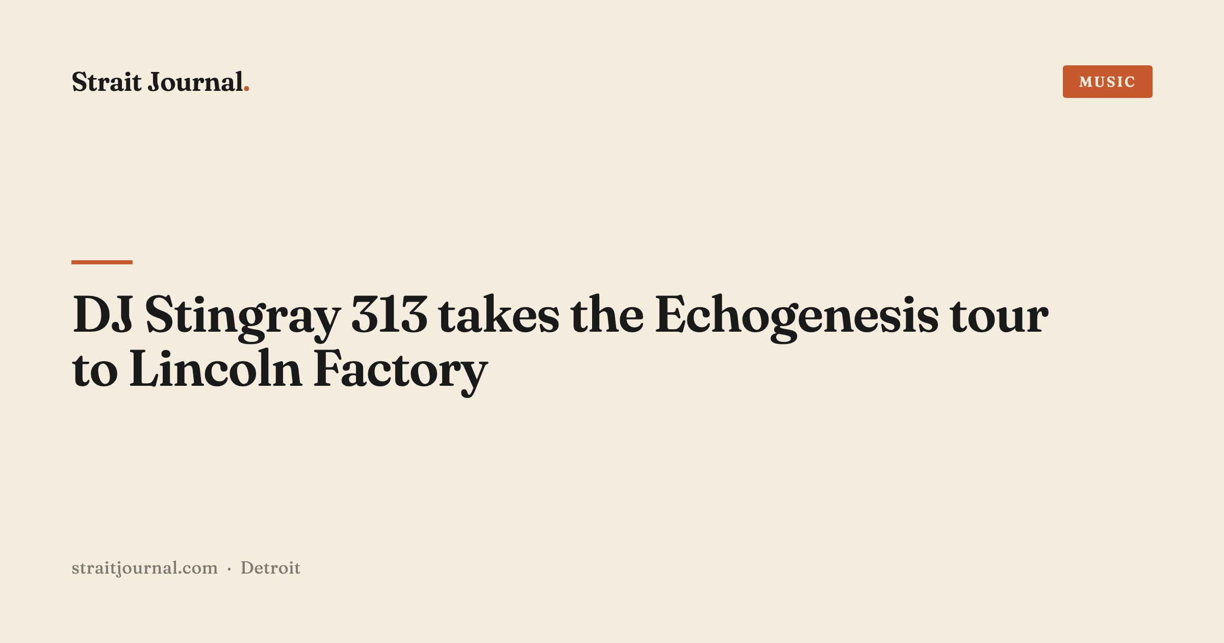 DJ Stingray 313 takes the Echogenesis tour to Lincoln Factory