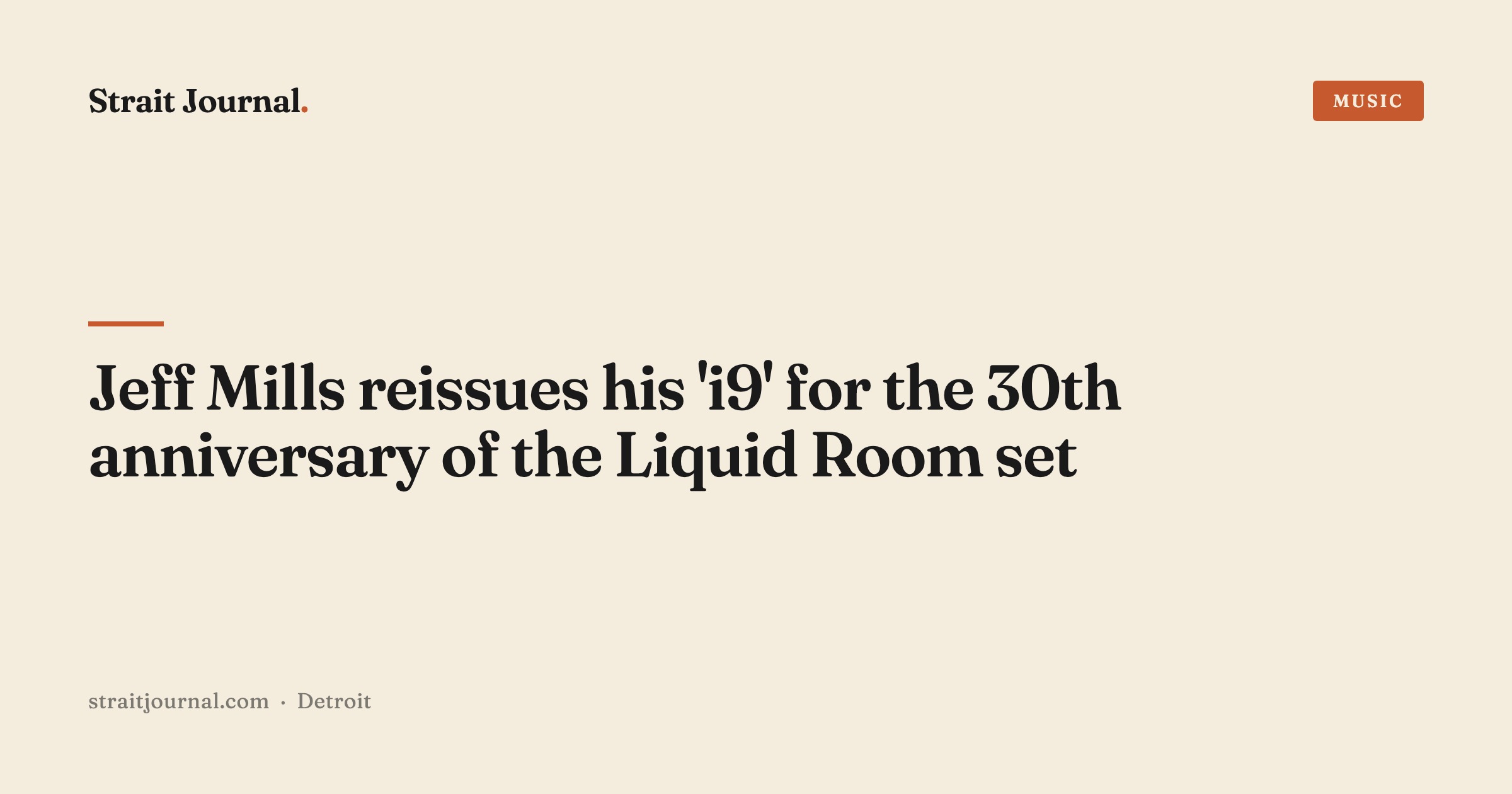 Jeff Mills reissues his 'i9' for the 30th anniversary of the Liquid Room set