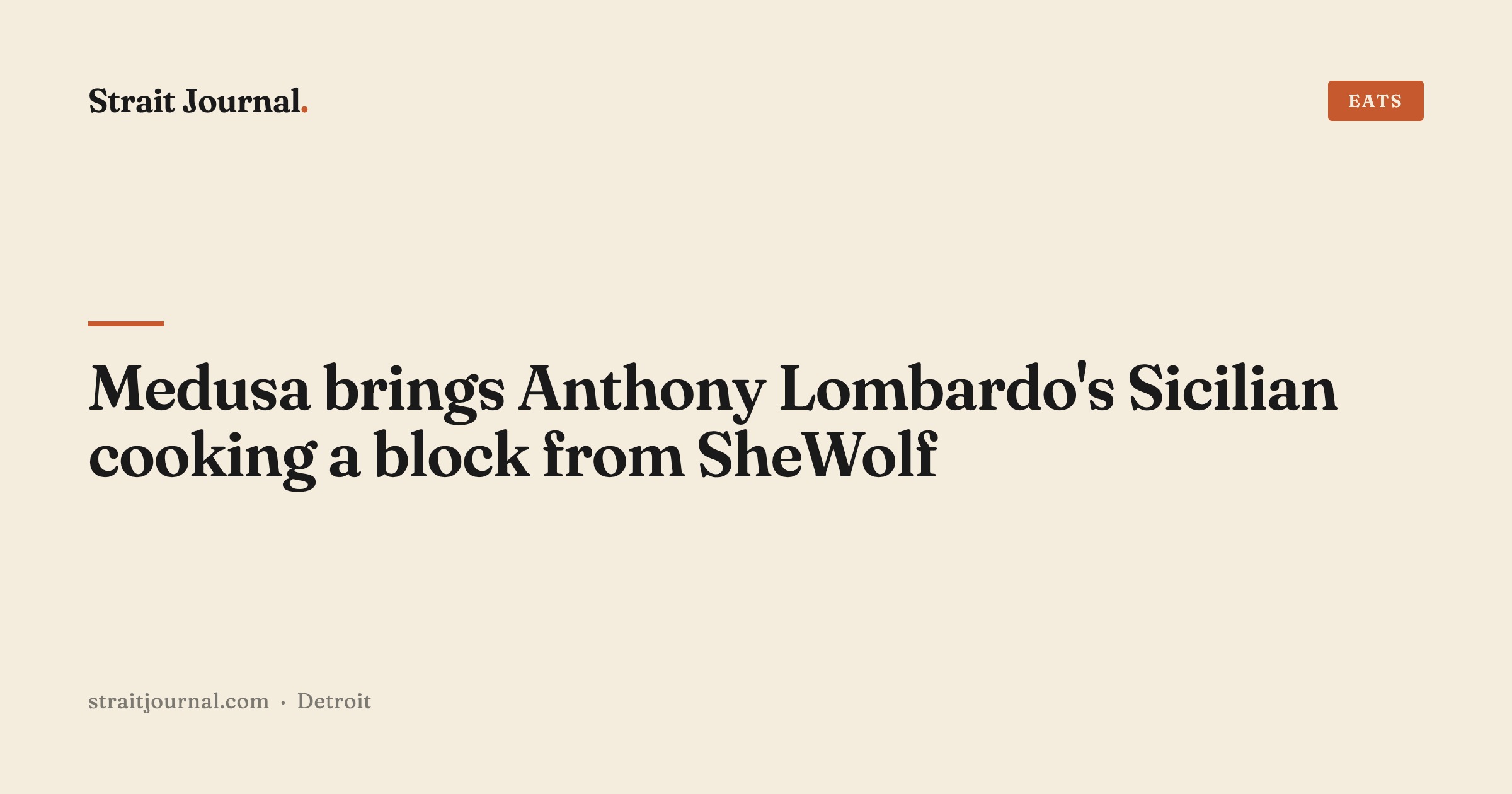 Medusa brings Anthony Lombardo's Sicilian cooking a block from SheWolf