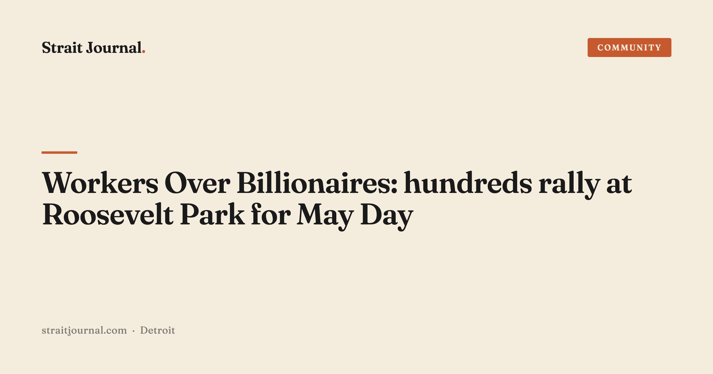 Workers Over Billionaires: hundreds rally at Roosevelt Park for May Day