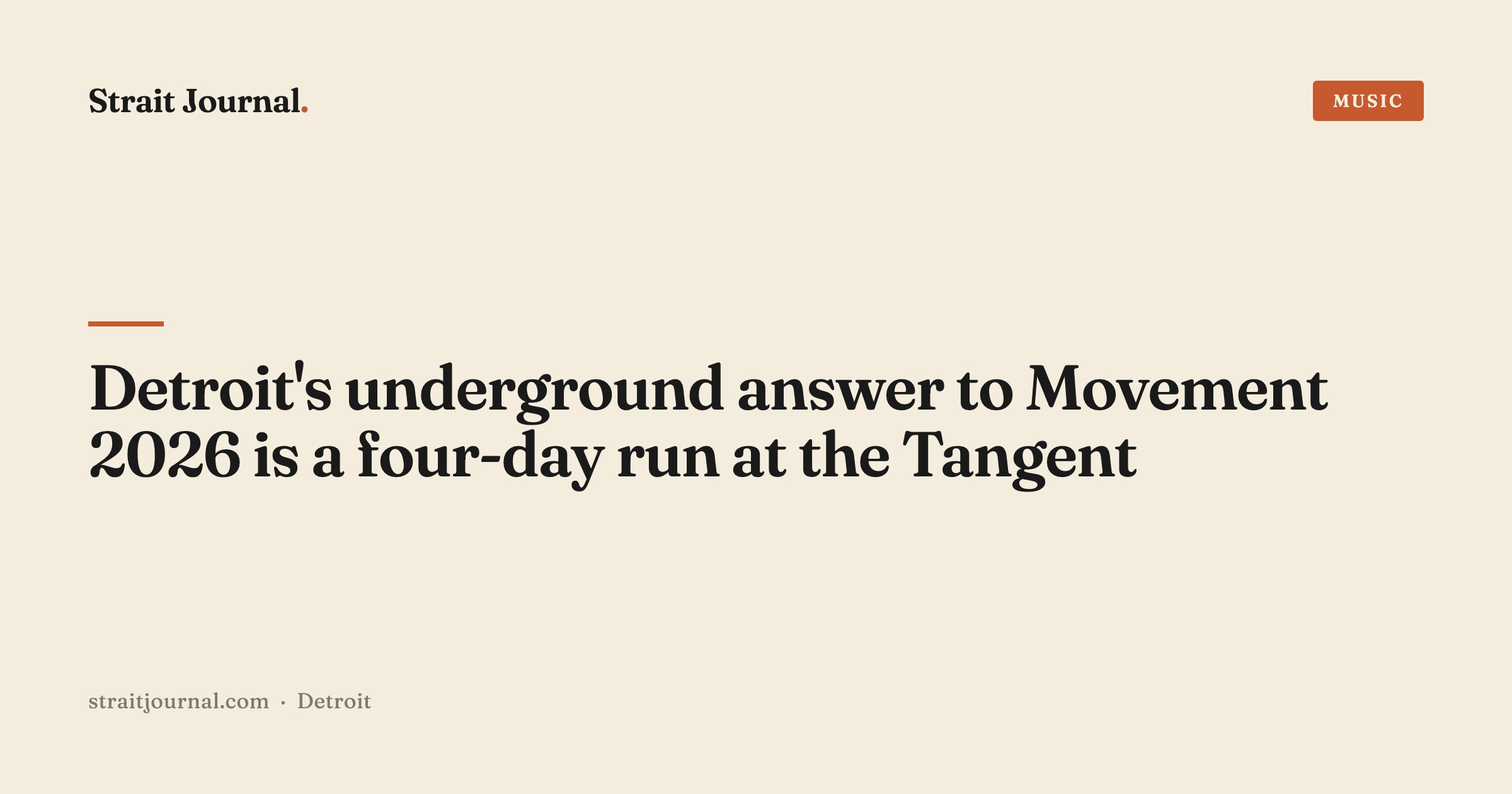 Detroit's underground answer to Movement 2026 is a four-day run at the Tangent