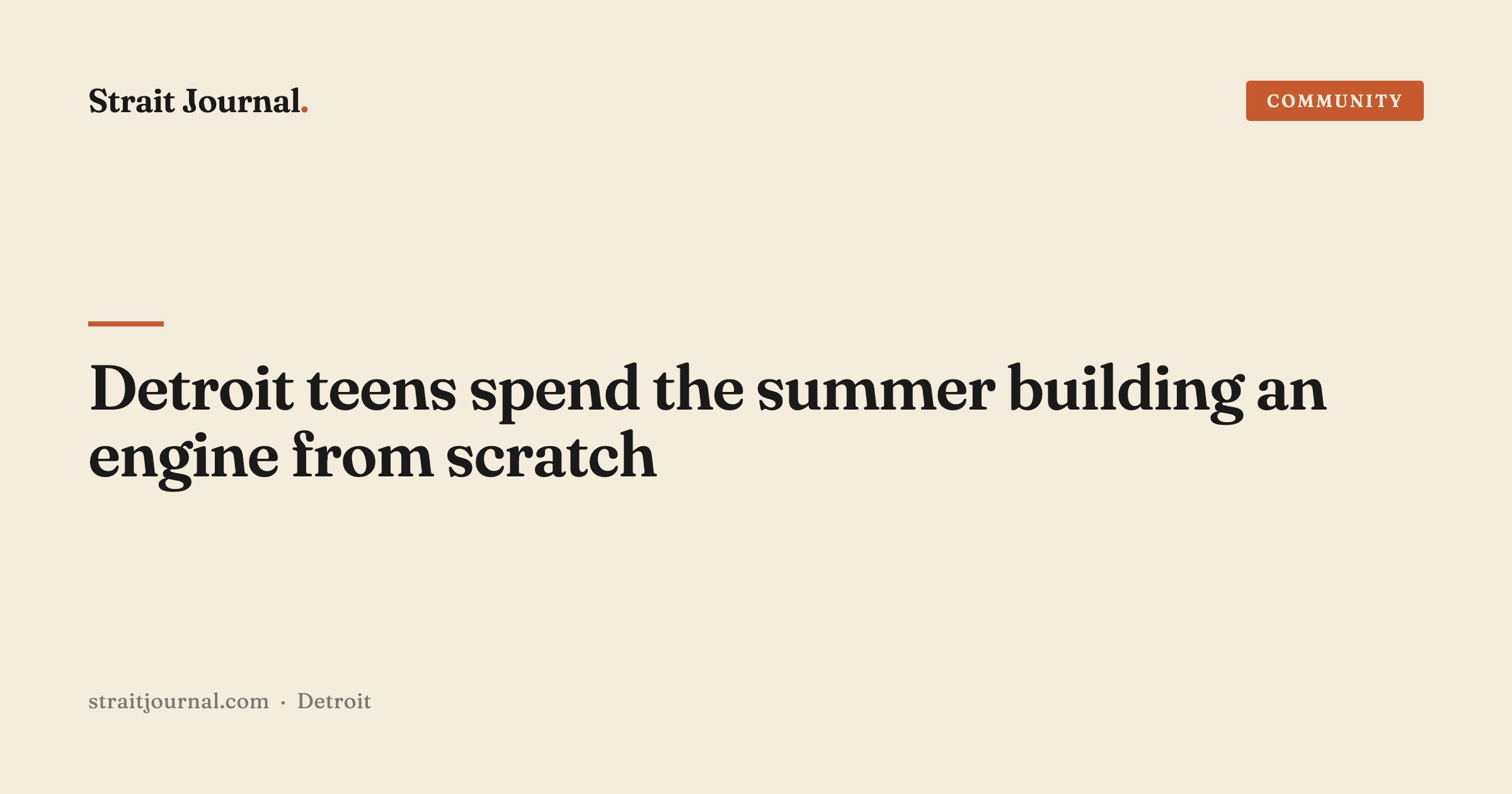Detroit teens spend the summer building an engine from scratch