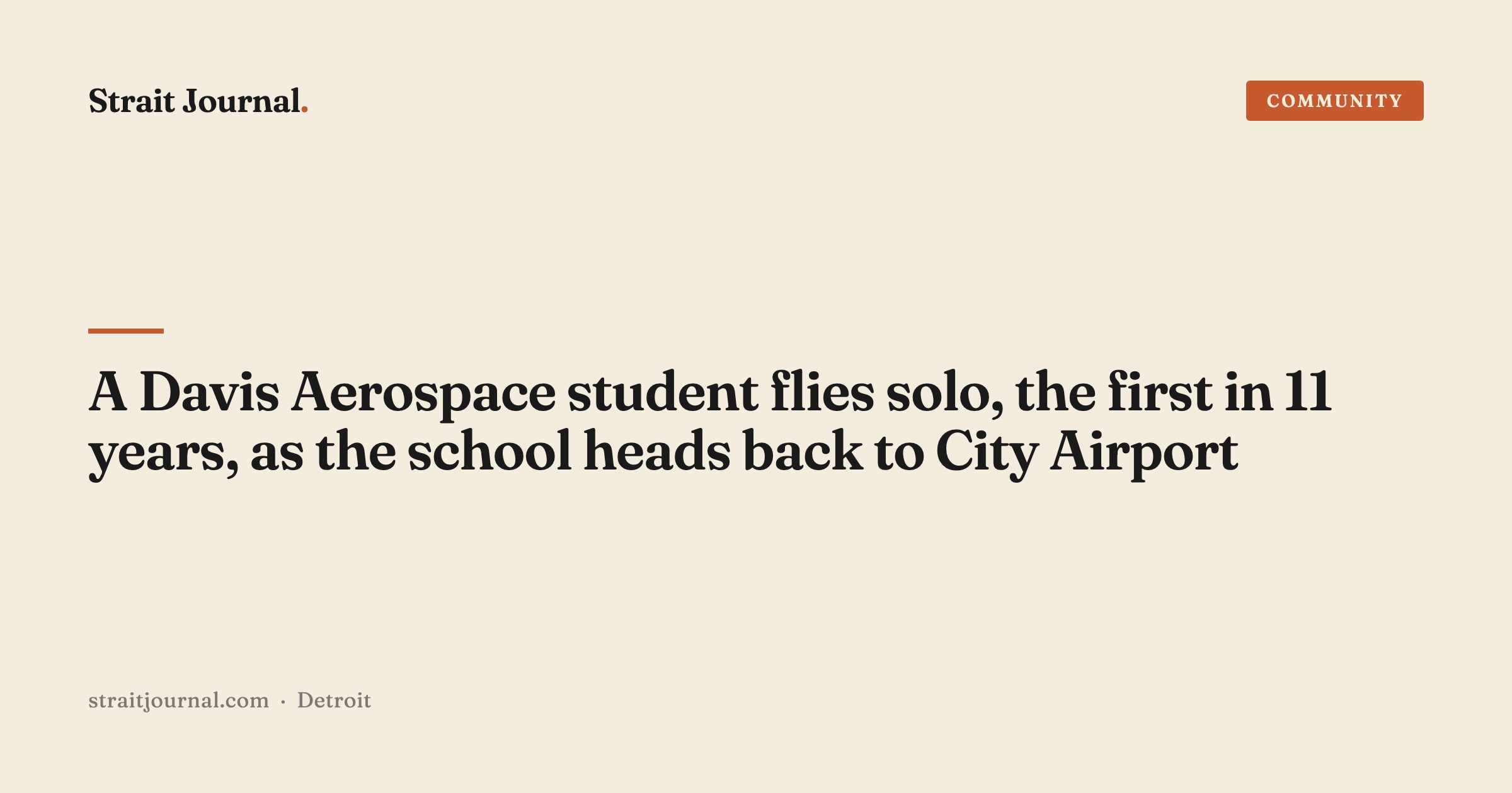 A Davis Aerospace student flies solo, the first in 11 years, as the school heads back to City Airport
